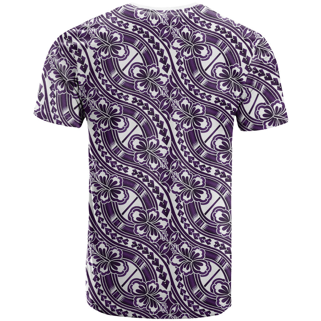 Hibiscus Bloom Island Tribal Waves T Shirt Purple Polynesian Pattern LT01 - Polynesian Pride