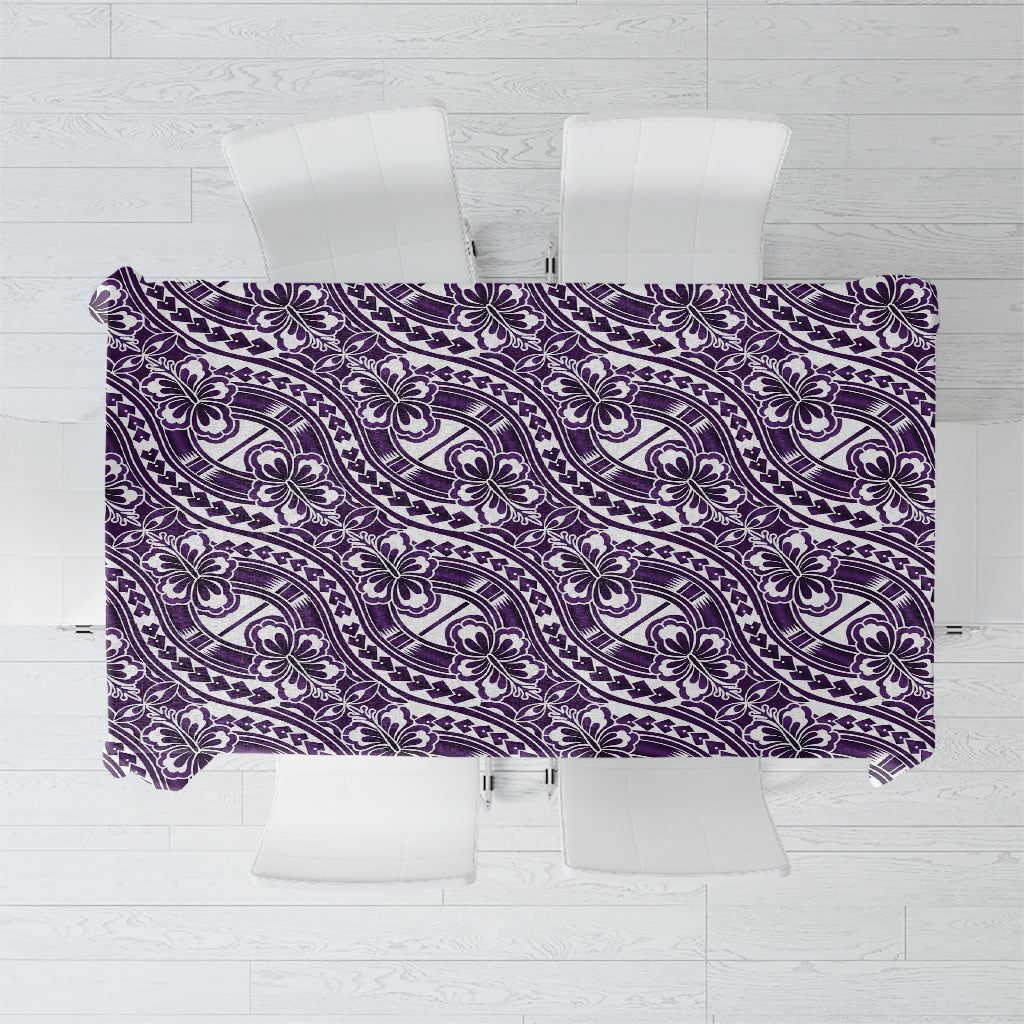 Hibiscus Bloom Island Tribal Waves Tablecloth Purple Polynesian Pattern LT01 Purple - Polynesian Pride