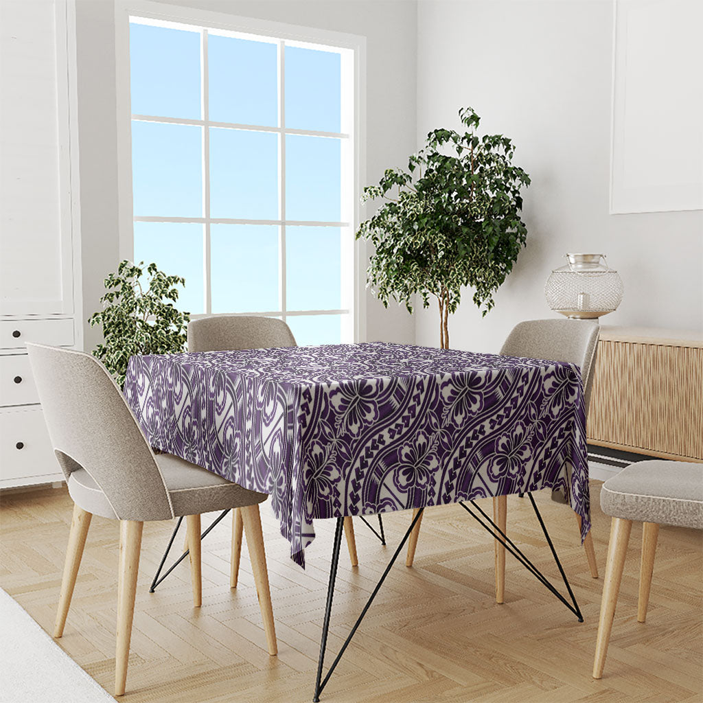 Hibiscus Bloom Island Tribal Waves Tablecloth Purple Polynesian Pattern LT01 - Polynesian Pride