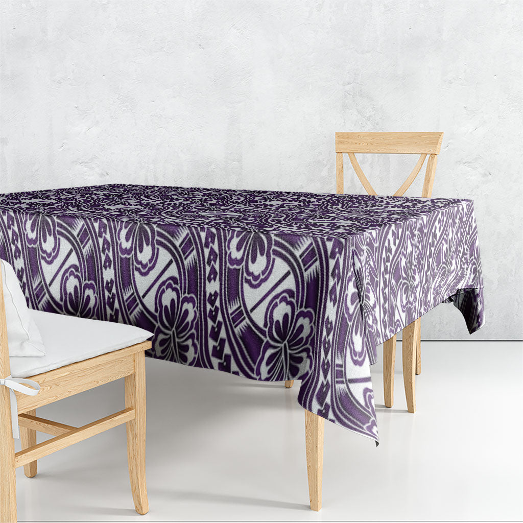 Hibiscus Bloom Island Tribal Waves Tablecloth Purple Polynesian Pattern LT01 - Polynesian Pride