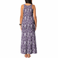 Hibiscus Bloom Island Tribal Waves Tank Maxi Dress Purple Polynesian Pattern LT01 - Polynesian Pride