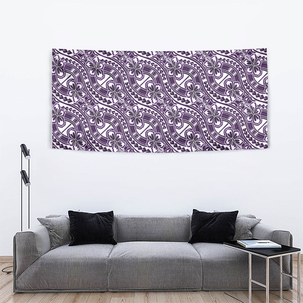 Hibiscus Bloom Island Tribal Waves Tapestry Purple Polynesian Pattern LT01 - Polynesian Pride