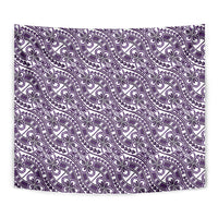 Hibiscus Bloom Island Tribal Waves Tapestry Purple Polynesian Pattern LT01 - Polynesian Pride