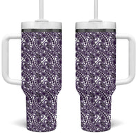 Hibiscus Bloom Island Tribal Waves Tumbler With Handle Purple Polynesian Pattern LT01 One Size: 40 oz Purple - Polynesian Pride