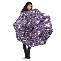 Hibiscus Bloom Island Tribal Waves Umbrella Purple Polynesian Pattern LT01 - Polynesian Pride