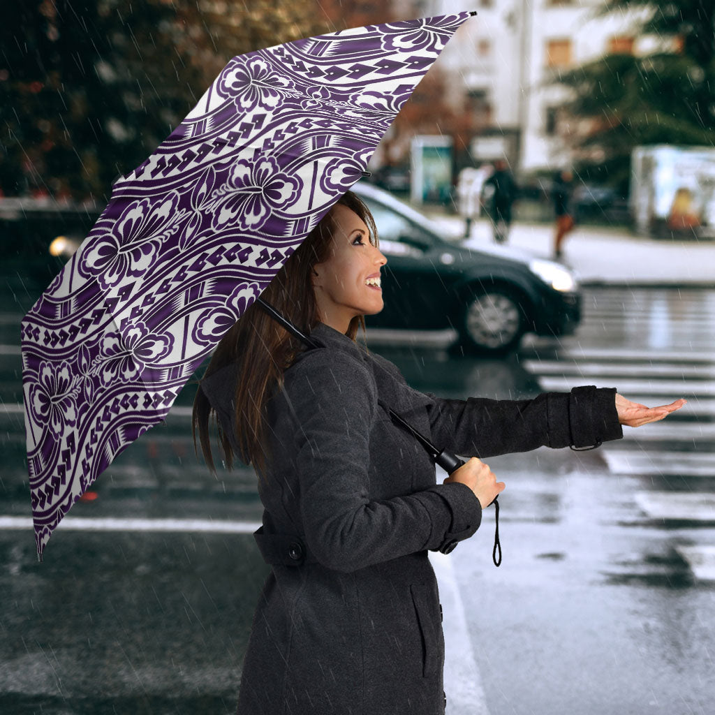 Hibiscus Bloom Island Tribal Waves Umbrella Purple Polynesian Pattern LT01 - Polynesian Pride
