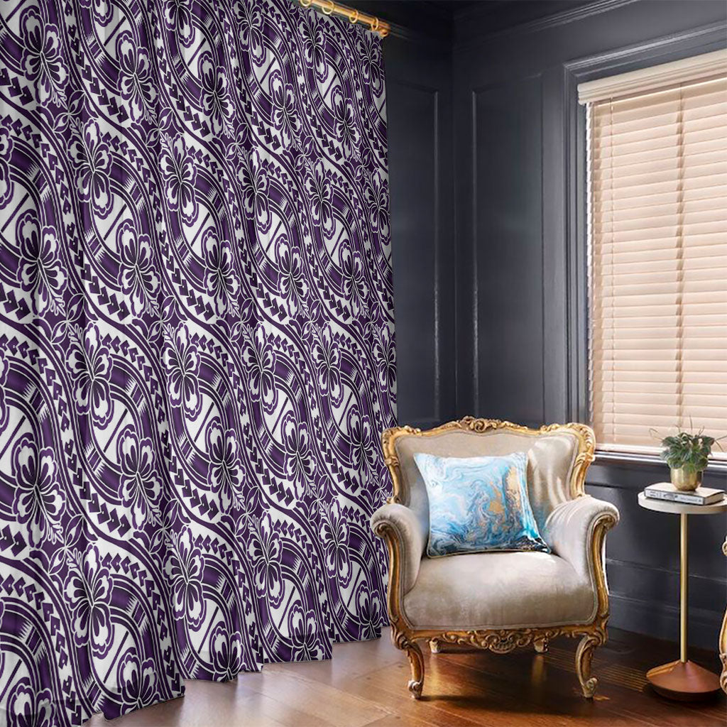 Hibiscus Bloom Island Tribal Waves Window Curtain Purple Polynesian Pattern LT01 - Polynesian Pride