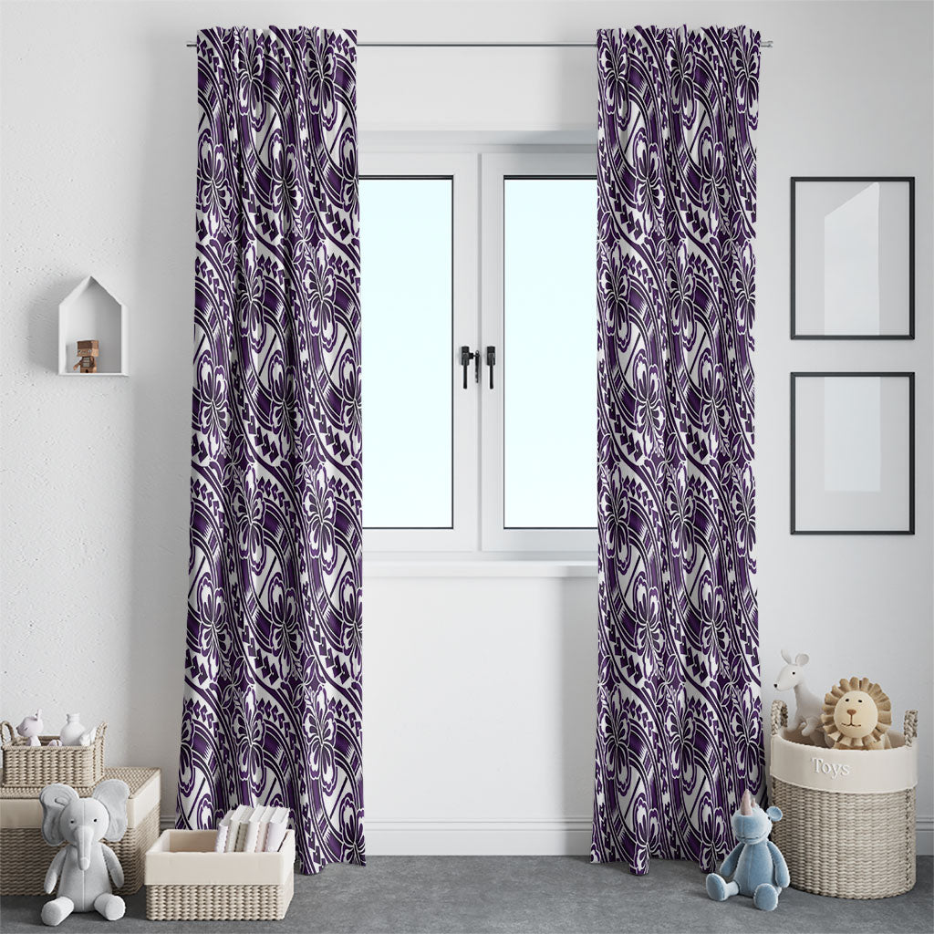 Hibiscus Bloom Island Tribal Waves Window Curtain Purple Polynesian Pattern LT01 - Polynesian Pride
