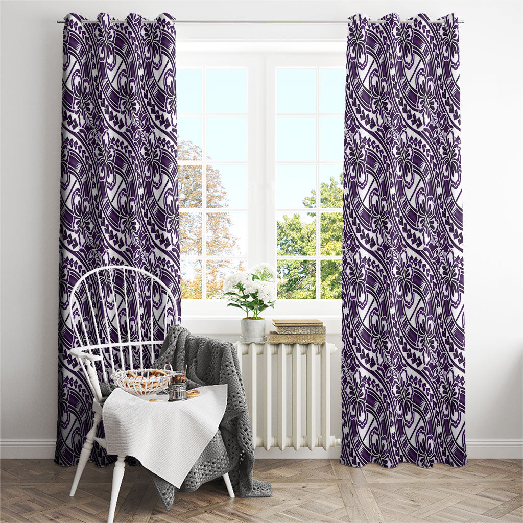 Hibiscus Bloom Island Tribal Waves Window Curtain Purple Polynesian Pattern LT01 - Polynesian Pride