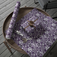 Hibiscus Bloom Island Tribal Waves Wrapping Paper Purple Polynesian Pattern LT01 - Polynesian Pride