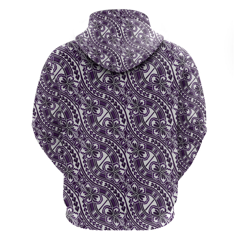 Hibiscus Bloom Island Tribal Waves Zip Hoodie Purple Polynesian Pattern LT01 - Polynesian Pride