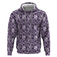 Hibiscus Bloom Island Tribal Waves Zip Hoodie Purple Polynesian Pattern LT01 Pullover Hoodie Purple - Polynesian Pride