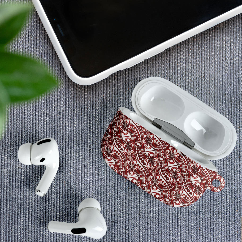 Hibiscus Bloom Island Tribal Waves AirPods Case Red Polynesian Pattern LT01 - Polynesian Pride