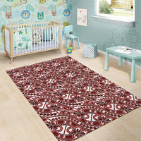 Hibiscus Bloom Island Tribal Waves Area Rug Red Polynesian Pattern LT01 - Polynesian Pride
