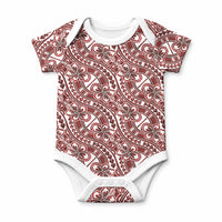 Hibiscus Bloom Island Tribal Waves Baby Onesie Red Polynesian Pattern LT01 Red - Polynesian Pride