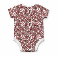 Hibiscus Bloom Island Tribal Waves Baby Onesie Red Polynesian Pattern LT01 - Polynesian Pride