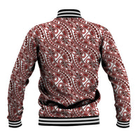 Hibiscus Bloom Island Tribal Waves Baseball Jacket Red Polynesian Pattern LT01 - Polynesian Pride