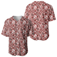 Hibiscus Bloom Island Tribal Waves Baseball Jersey Red Polynesian Pattern LT01 - Polynesian Pride