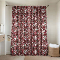 Hibiscus Bloom Island Tribal Waves Bathroom Set Red Polynesian Pattern LT01 Shower Curtain Only Red - Polynesian Pride