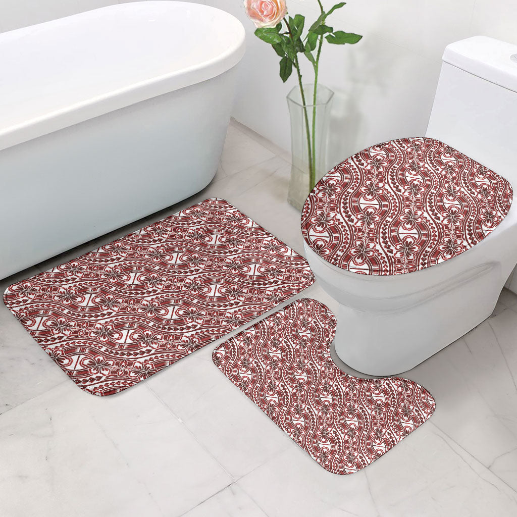 Hibiscus Bloom Island Tribal Waves Bathroom Set Red Polynesian Pattern LT01 - Polynesian Pride