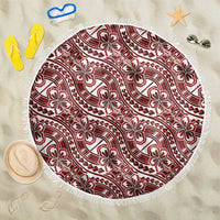 Hibiscus Bloom Island Tribal Waves Beach Blanket Red Polynesian Pattern LT01 One Size 150cm Red - Polynesian Pride