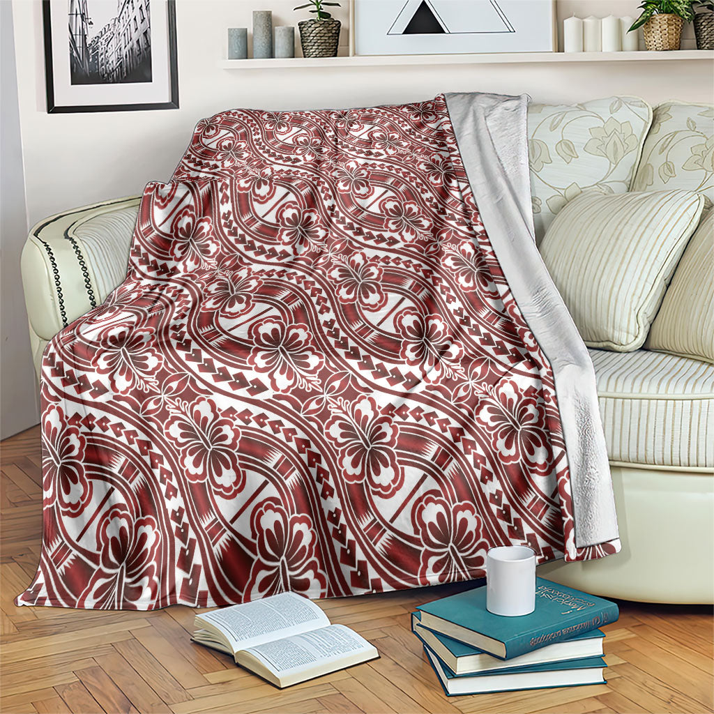 Hibiscus Bloom Island Tribal Waves Blanket Red Polynesian Pattern LT01 Red - Polynesian Pride