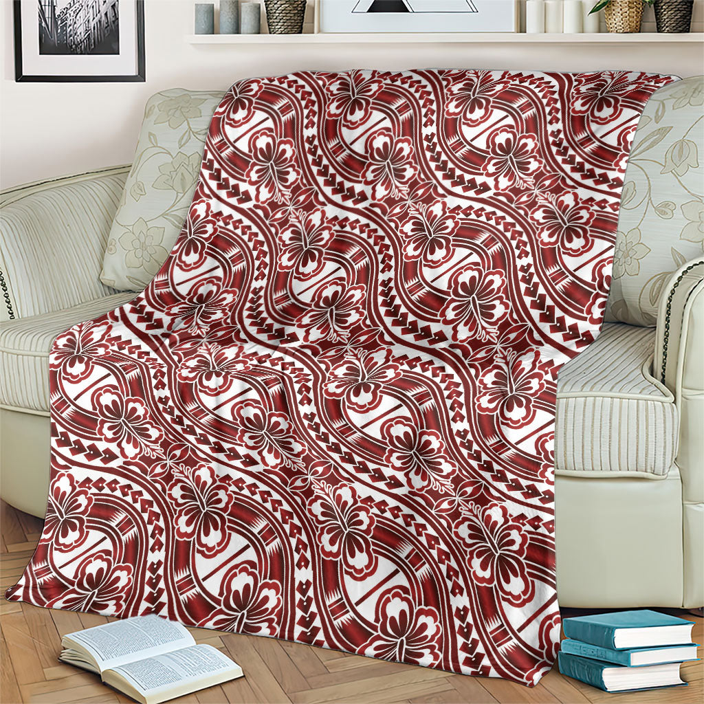 Hibiscus Bloom Island Tribal Waves Blanket Red Polynesian Pattern LT01 - Polynesian Pride