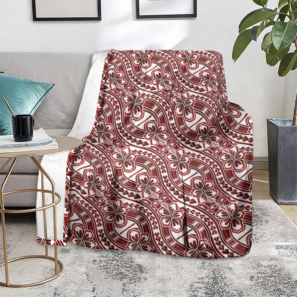 Hibiscus Bloom Island Tribal Waves Blanket Red Polynesian Pattern LT01 - Polynesian Pride