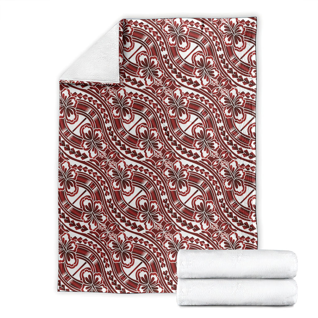 Hibiscus Bloom Island Tribal Waves Blanket Red Polynesian Pattern LT01 - Polynesian Pride