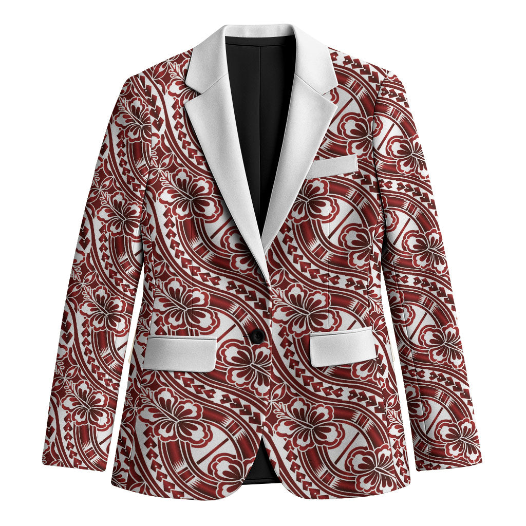 Hibiscus Bloom Island Tribal Waves Blazer Red Polynesian Pattern LT01 Unisex Red - Polynesian Pride