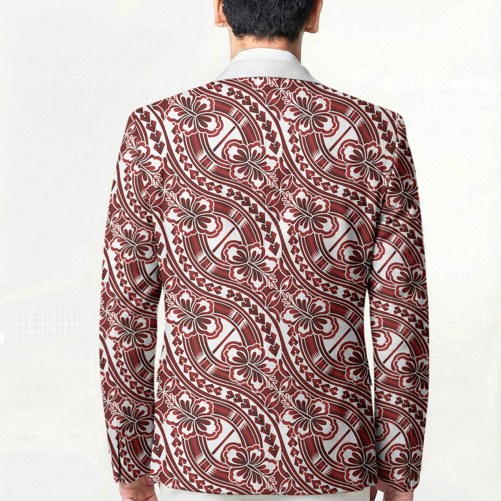 Hibiscus Bloom Island Tribal Waves Blazer Red Polynesian Pattern LT01 - Polynesian Pride
