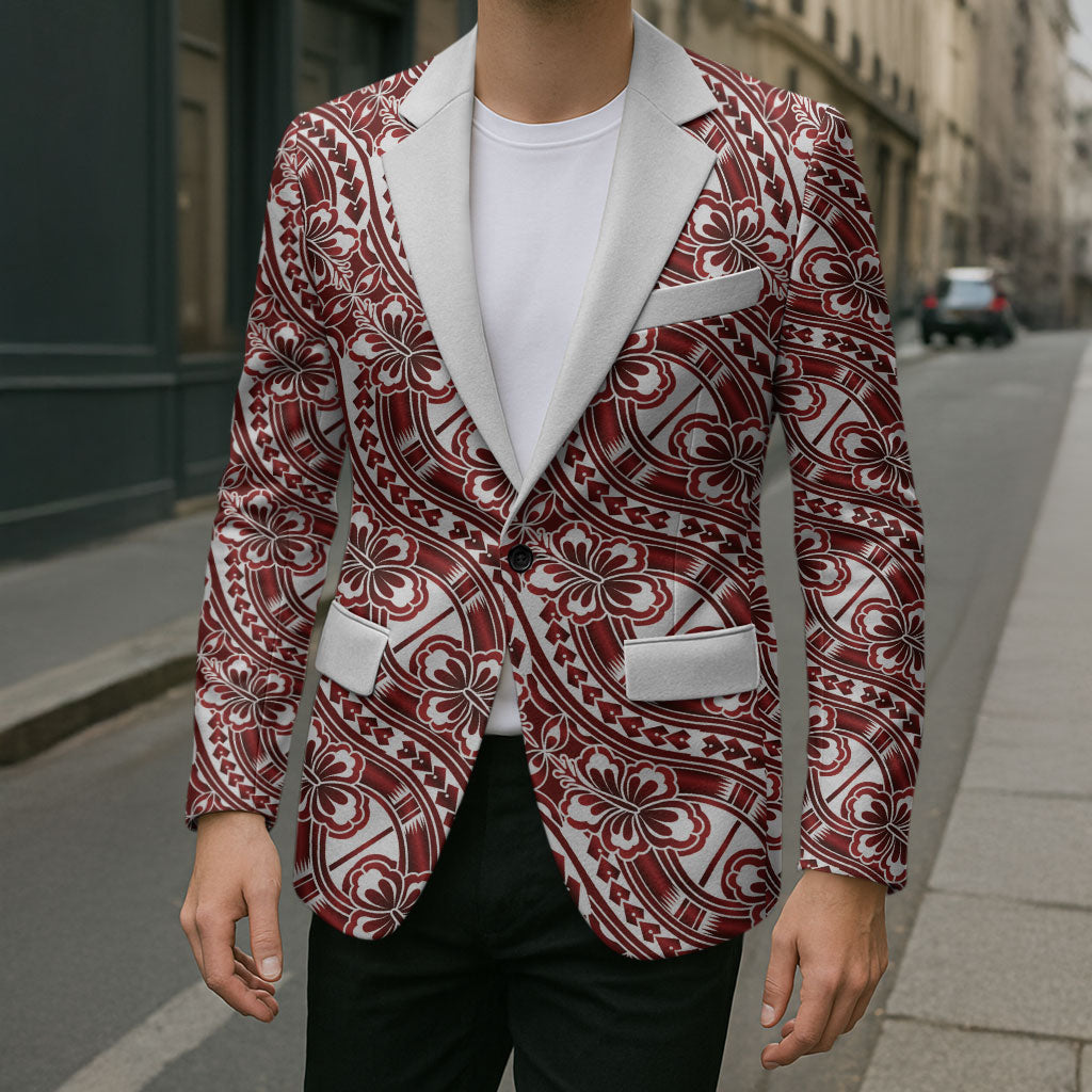 Hibiscus Bloom Island Tribal Waves Blazer Red Polynesian Pattern LT01 - Polynesian Pride