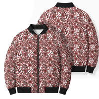 Hibiscus Bloom Island Tribal Waves Bomber Puffer Jacket Red Polynesian Pattern LT01 - Polynesian Pride