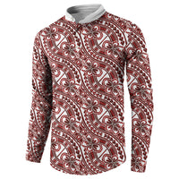 Hibiscus Bloom Island Tribal Waves Button Sweatshirt Red Polynesian Pattern LT01 - Polynesian Pride