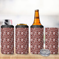 Hibiscus Bloom Island Tribal Waves 4 in 1 Can Cooler Tumbler Red Polynesian Pattern LT01 - Polynesian Pride