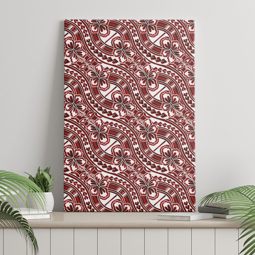 Hibiscus Bloom Island Tribal Waves Canvas Wall Art Red Polynesian Pattern LT01 - Polynesian Pride
