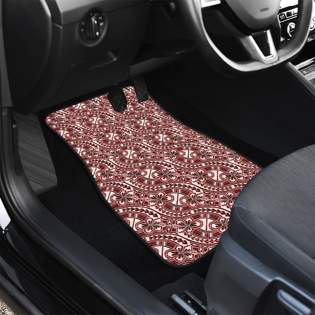 Hibiscus Bloom Island Tribal Waves Car Mats Red Polynesian Pattern LT01 - Polynesian Pride