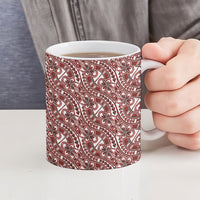 Hibiscus Bloom Island Tribal Waves Ceramic Mug Red Polynesian Pattern LT01 - Polynesian Pride