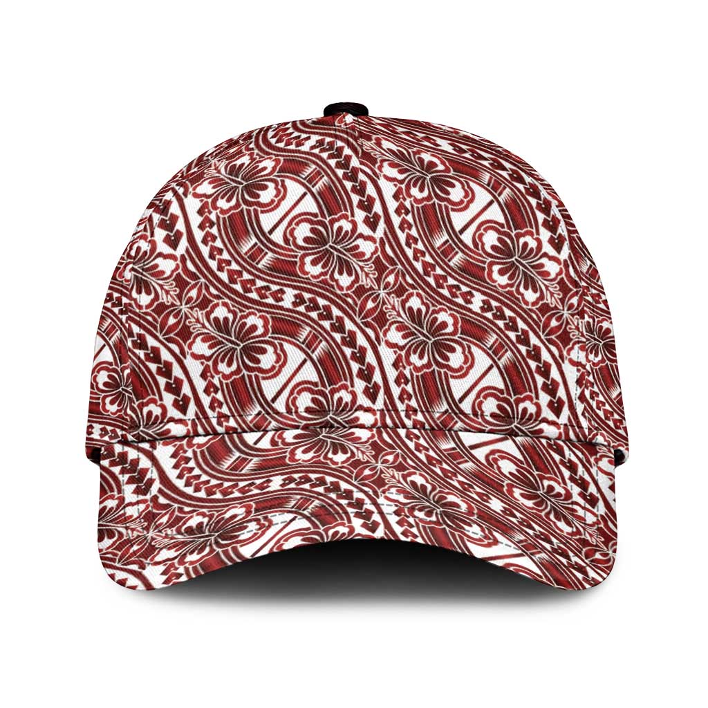 Hibiscus Bloom Island Tribal Waves Classic Cap Red Polynesian Pattern LT01 Universal Fit Red - Polynesian Pride