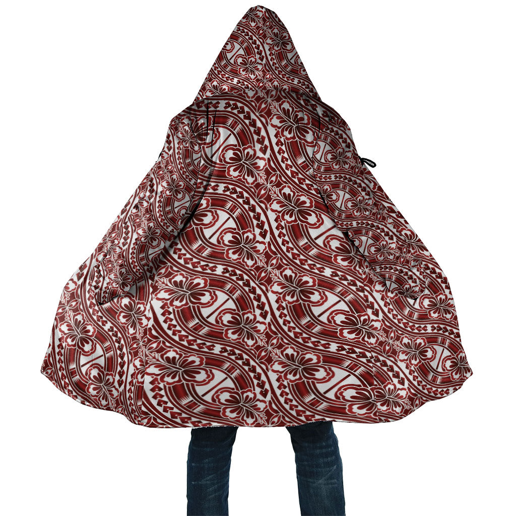 Hibiscus Bloom Island Tribal Waves Cloak Red Polynesian Pattern LT01 Unisex Red - Polynesian Pride