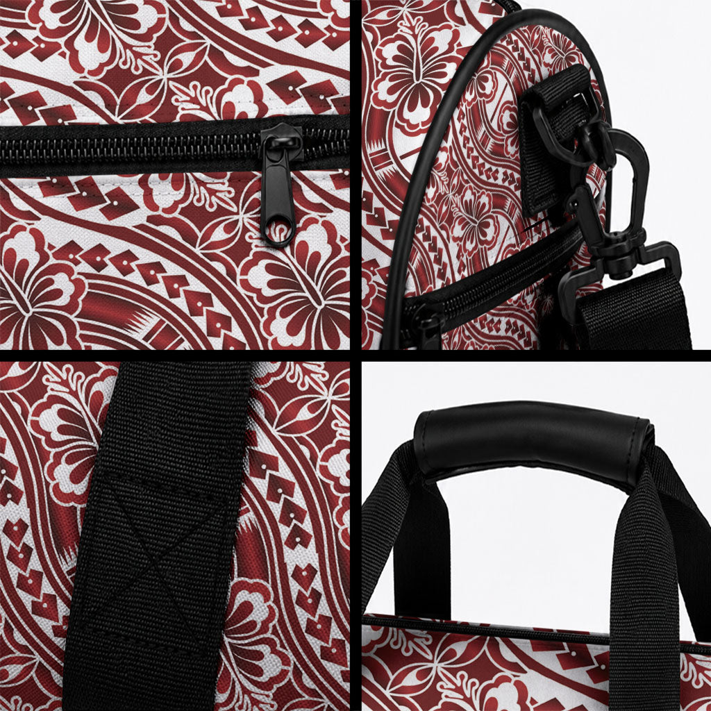 Hibiscus Bloom Island Tribal Waves Duffle Bag Red Polynesian Pattern LT01 - Polynesian Pride