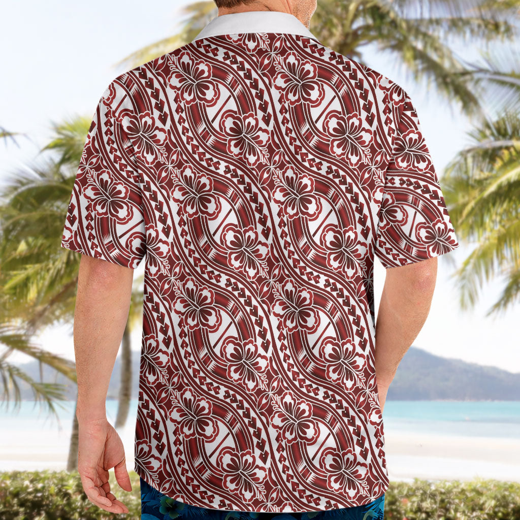 Hibiscus Bloom Island Tribal Waves Hawaiian Shirt Red Polynesian Pattern LT01 - Polynesian Pride