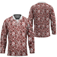 Hibiscus Bloom Island Tribal Waves Hockey Jersey Red Polynesian Pattern LT01 - Polynesian Pride