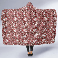 Hibiscus Bloom Island Tribal Waves Hooded Blanket Red Polynesian Pattern LT01 One Size Red - Polynesian Pride