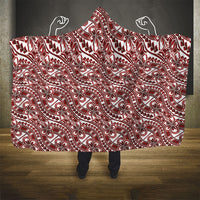 Hibiscus Bloom Island Tribal Waves Hooded Blanket Red Polynesian Pattern LT01 - Polynesian Pride