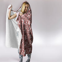 Hibiscus Bloom Island Tribal Waves Hooded Blanket Red Polynesian Pattern LT01 - Polynesian Pride
