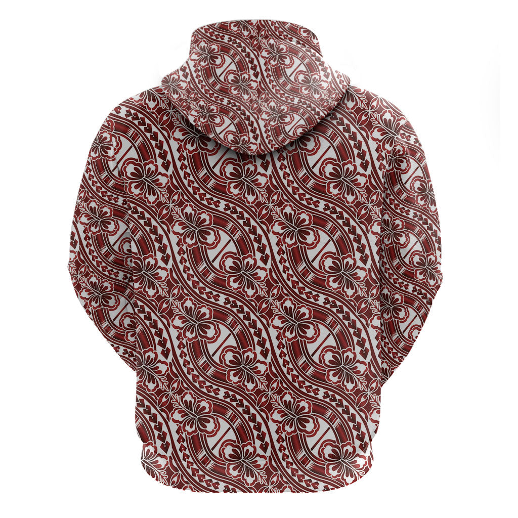 Hibiscus Bloom Island Tribal Waves Hoodie Red Polynesian Pattern LT01 - Polynesian Pride