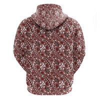 Hibiscus Bloom Island Tribal Waves Hoodie Red Polynesian Pattern LT01 - Polynesian Pride