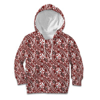 Hibiscus Bloom Island Tribal Waves Kid Hoodie Red Polynesian Pattern LT01 Hoodie Red - Polynesian Pride