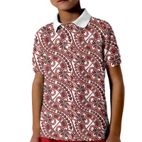 Hibiscus Bloom Island Tribal Waves Kid Polo Shirt Red Polynesian Pattern LT01 Kid Red - Polynesian Pride